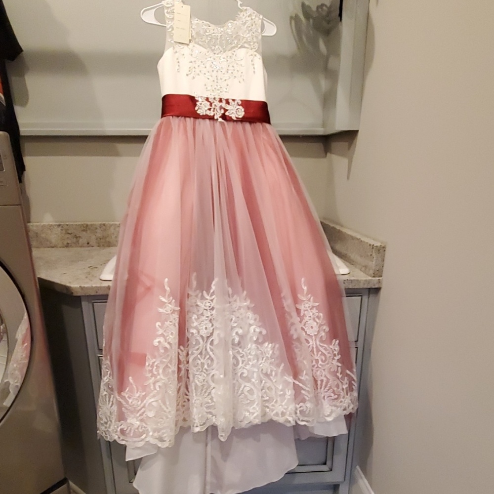 NWT Beautiful garnet and white Pageant gown